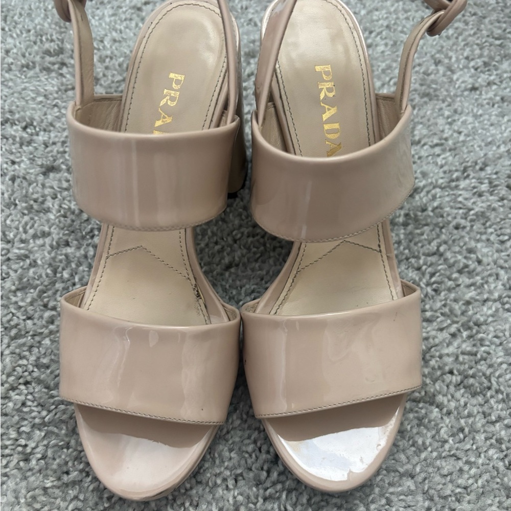 Prada Cream Block Heels